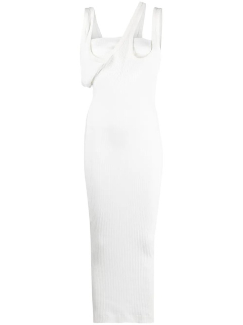 The Attico asymmetric-neckline ribbed dress - White - zdjęcie produktu nr 1