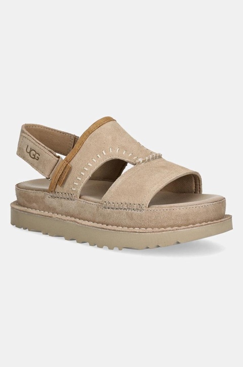 UGG sandały zamszowe Goldenstar Regenerate damskie kolor beżowy na platformie 1167369-SAN - zdjęcie produktu nr 1