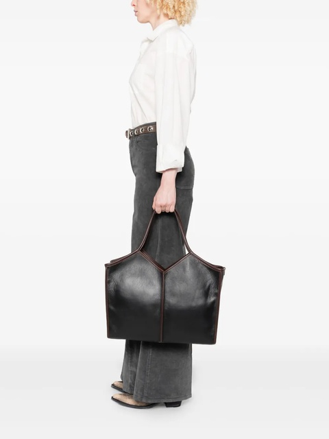 Hereu Calella leather V-shaped top handle tote bag - Black - zdjęcie produktu nr 2