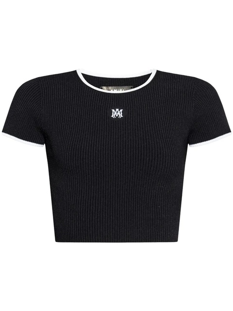 AMIRI ribbed embroidered logo crop top - Black - zdjęcie produktu nr 1