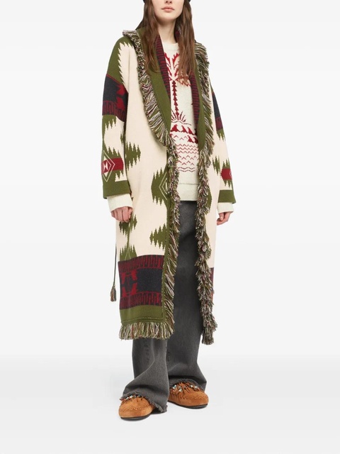 Alanui Icon jacquard fringed coat - White - zdjęcie produktu nr 2