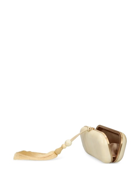 Cult Gaia Yasmin marble-effect tassel clutch - Neutrals - zdjęcie produktu nr 1