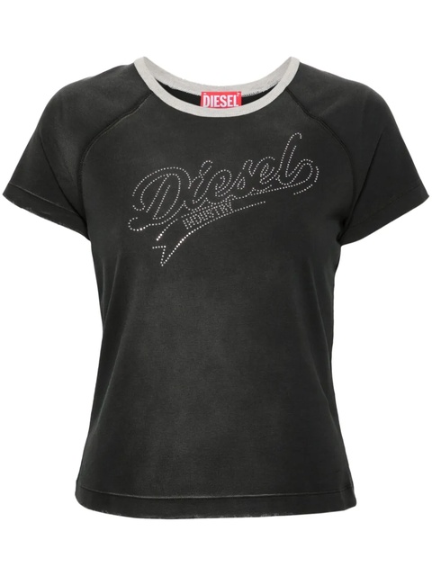 Diesel rhinestone-embellished cotton-blend T-shirt - Black - zdjęcie produktu nr 1