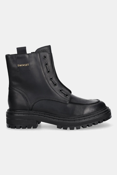 Twinset workery skórzane damskie kolor czarny na platformie 252TCP184 - zdjęcie produktu nr 2