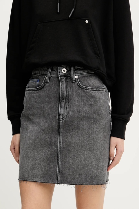 Karl Lagerfeld Jeans spódnica jeansowa kolor szary mini prosta A2W12025 - zdjęcie produktu nr 1