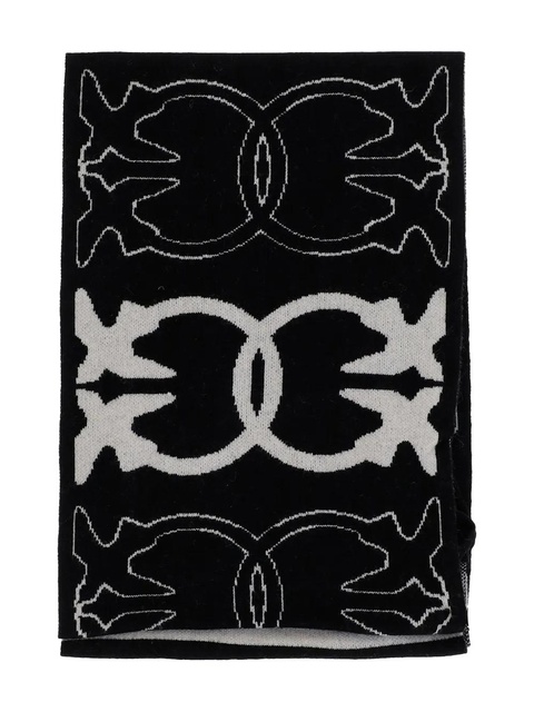 PINKO Love Birds fringed scarf - Black - zdjęcie produktu nr 1