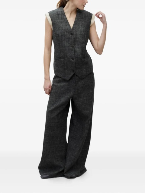 Alysi buttoned V-neck waistcoat - Grey - zdjęcie produktu nr 1