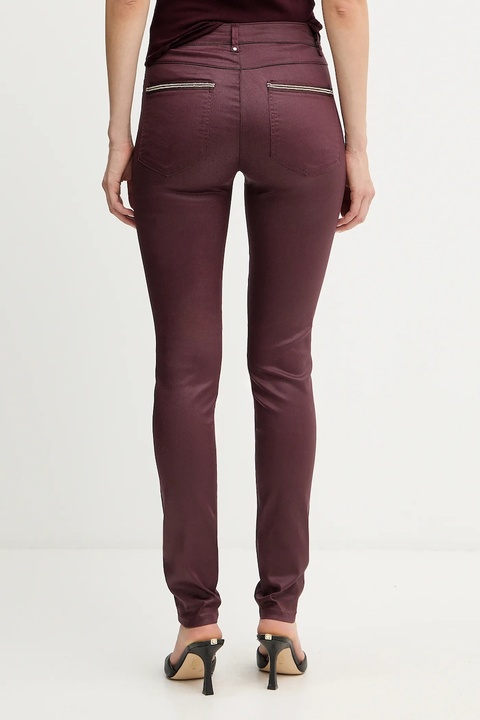 Morgan spodnie PALONA damskie kolor bordowy dopasowane medium waist PALONA - zdjęcie produktu nr 2