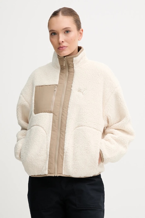 Puma kurtka dwustronna kolor beżowy przejściowa oversize 688386 - zdjęcie produktu nr 1