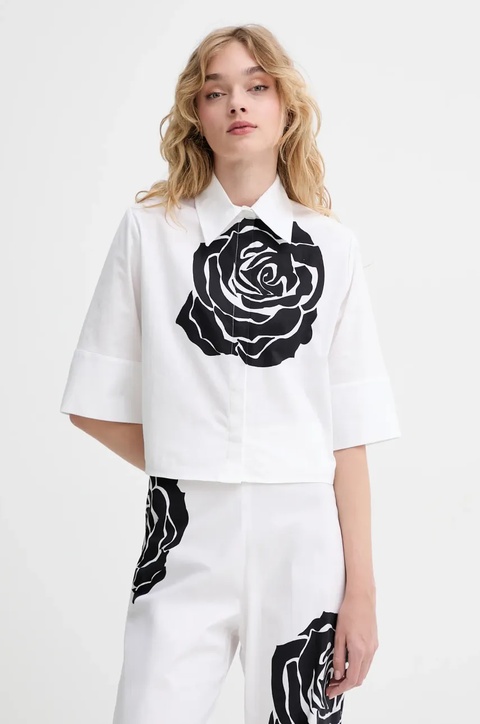 Blugirl Blumarine koszula damska kolor biały regular z kołnierzykiem klasycznym RA5044.T2993 - zdjęcie produktu nr 1