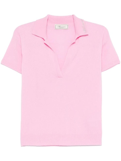 Blumarine logo-appliqué polo top - Pink - zdjęcie produktu nr 1
