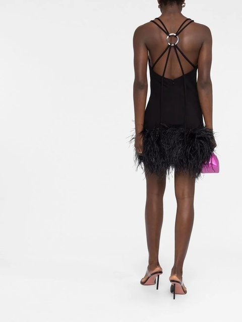 The Attico feather-trim mini dress - Black - zdjęcie produktu nr 2