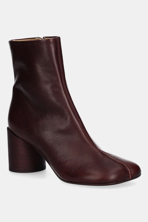 MM6 Maison Margiela botki skórzane damskie kolor bordowy na słupku S59WU0260.P5000.T2353 - zdjęcie produktu nr 1