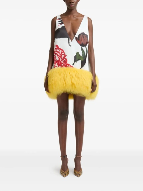 Marni x Slawn & Soldier fur-trimmed mini dress - White - zdjęcie produktu nr 2