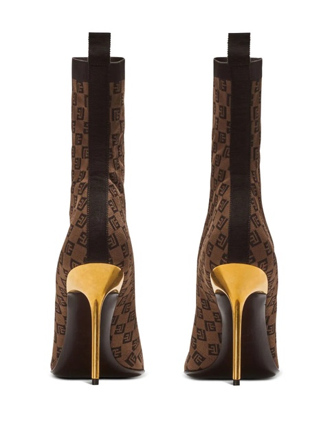Balmain Skye 95mm monogram-jacquard boots - Brown - zdjęcie produktu nr 2