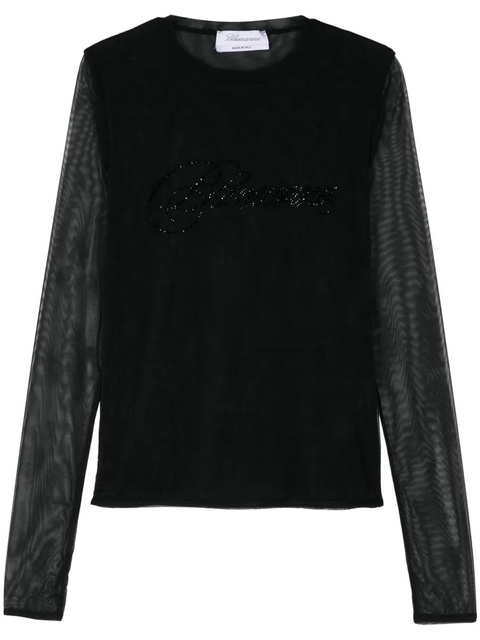 Blumarine rhinestone-logo T-shirt - Black - zdjęcie produktu nr 1