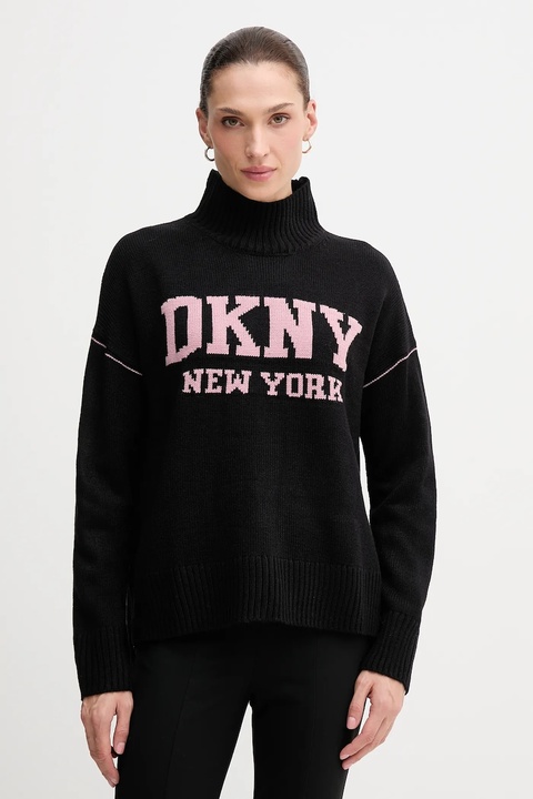 Dkny sweter damski kolor czarny z półgolfem DJ4R0386 - zdjęcie produktu nr 1