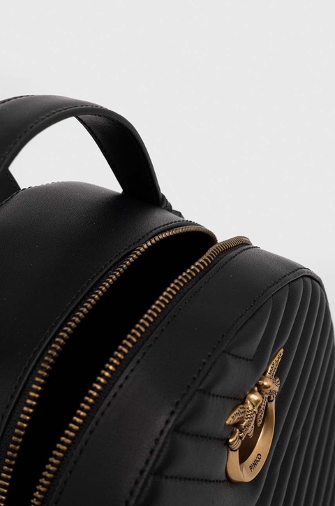Pinko plecak skórzany damski kolor czarny mały z aplikacją 102530.A1J2 - zdjęcie produktu nr 2