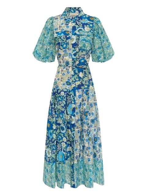 ALEMAIS puff-sleeve floral maxi dress - Blue - zdjęcie produktu nr 1