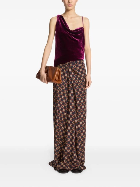 DRIES VAN NOTEN draped tie-print maxi skirt - Brown - zdjęcie produktu nr 1