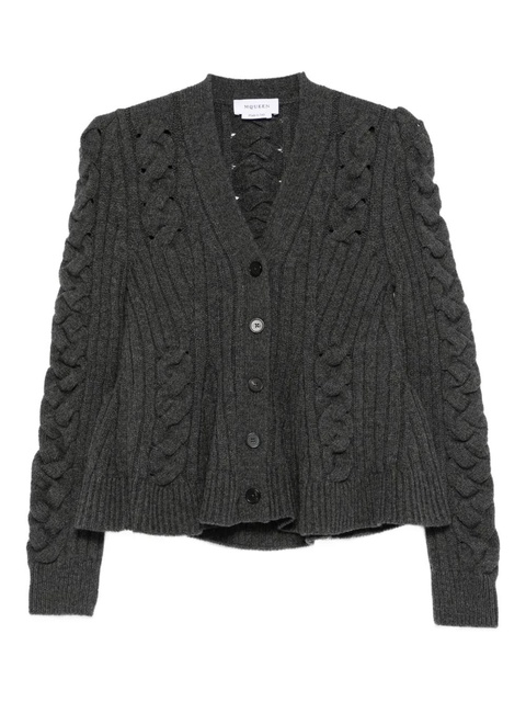Alexander McQueen peplum-hem cable-knit cardigan - Grey - zdjęcie produktu nr 1
