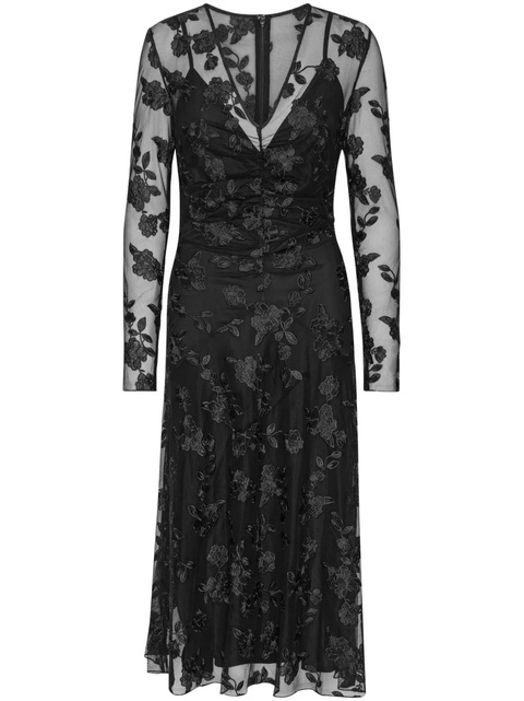 ROTATE BIRGER CHRISTENSEN lace V-neck midi dress - Black - zdjęcie produktu nr 1