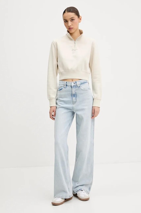 Tommy Jeans bluza damska kolor beżowy gładka DW0DW20305 - zdjęcie produktu nr 2