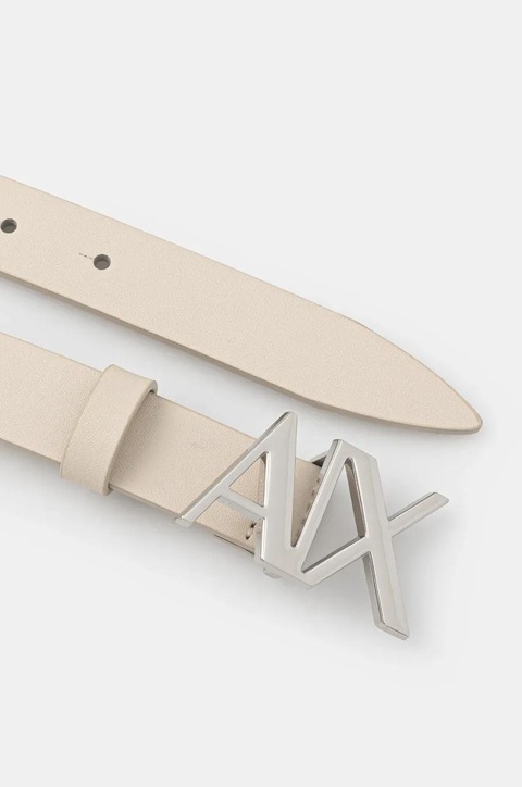 Armani Exchange pasek skórzany damski kolor beżowy - zdjęcie produktu nr 2