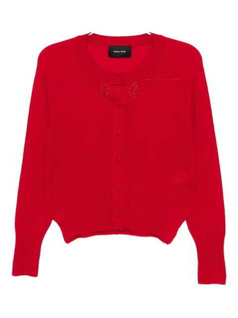 Simone Rocha embellished cashmere cardigan - Red - zdjęcie produktu nr 1