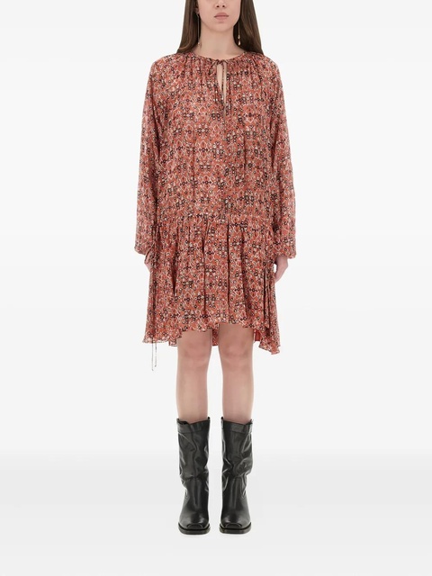 MARANT ÉTOILE tie-neck patterned mini dress - Red - zdjęcie produktu nr 1