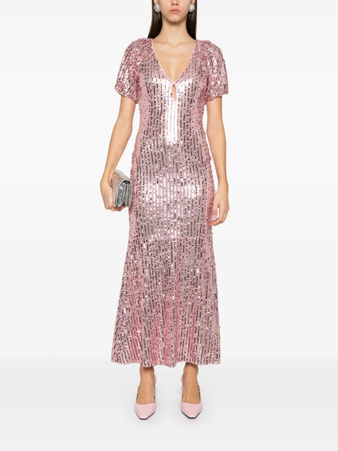 ROTATE BIRGER CHRISTENSEN sequin-embellished V-neck midi dress - Pink - zdjęcie produktu nr 1