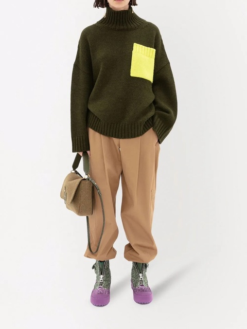 JW Anderson patch-pocket roll-neck jumper - Green - zdjęcie produktu nr 2