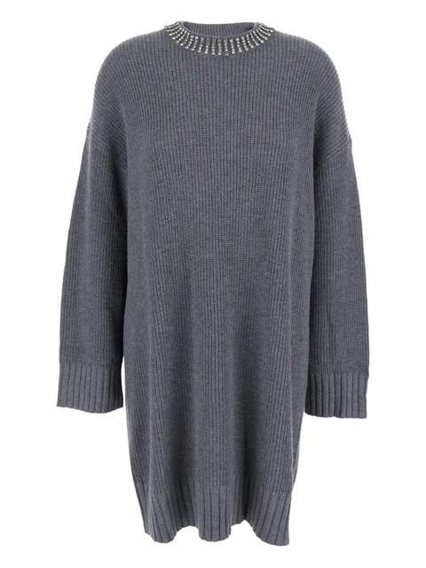 PINKO embellished-neckline knit mini dress - Grey - zdjęcie produktu nr 1