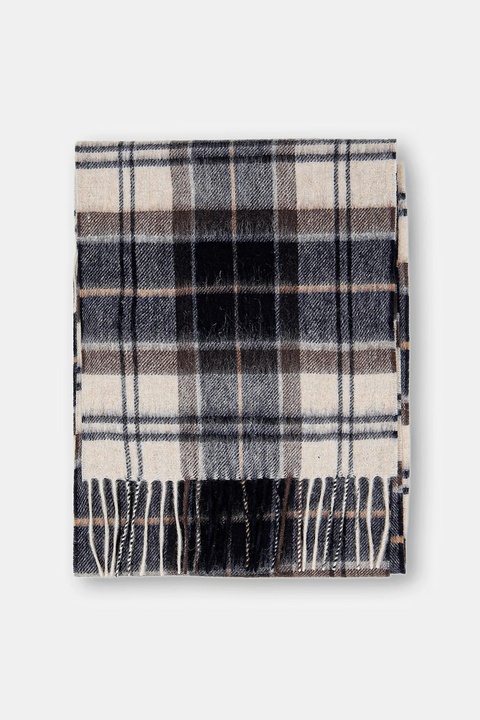 Barbour szalik wełniany kolor brązowy wzorzysty - zdjęcie produktu nr 2