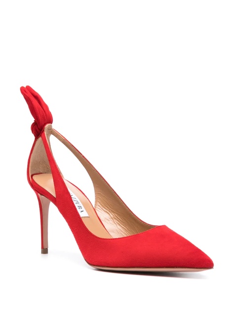 Aquazzura Bow Tie 85mm suede pumps - Red - zdjęcie produktu nr 2
