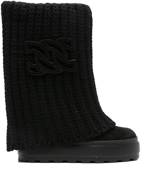 Casadei knitted-cuffs knee-high boots - Black - zdjęcie produktu nr 1