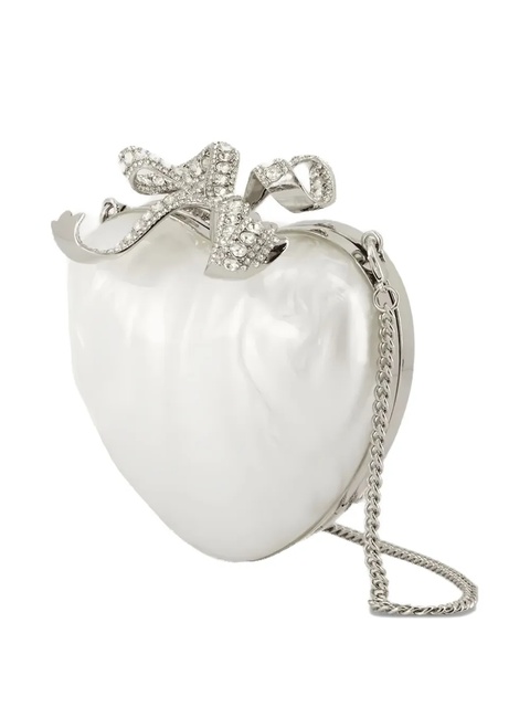 Self-Portrait heart-shaped crystal-embellished clutch - Neutrals - zdjęcie produktu nr 2