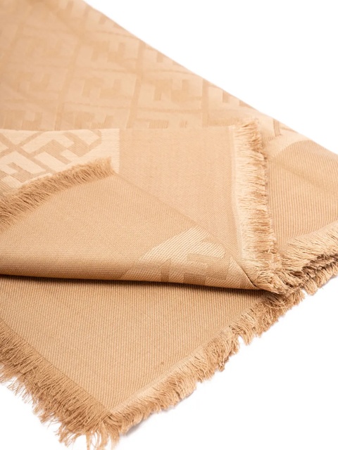 FENDI FF logo-pattern fringed scarf - Brown - zdjęcie produktu nr 1