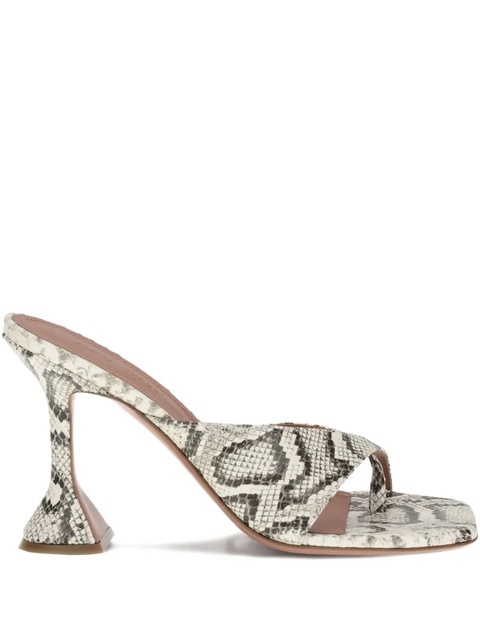 Amina Muaddi 95mm Shiona snakeskin sculpted-heel sandals - Neutrals - zdjęcie produktu nr 1
