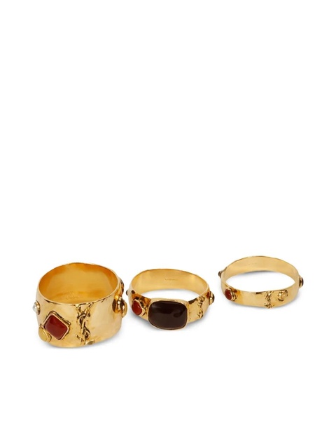 Saint Laurent stone-detail bracelets (set of three) - Gold - zdjęcie produktu nr 1