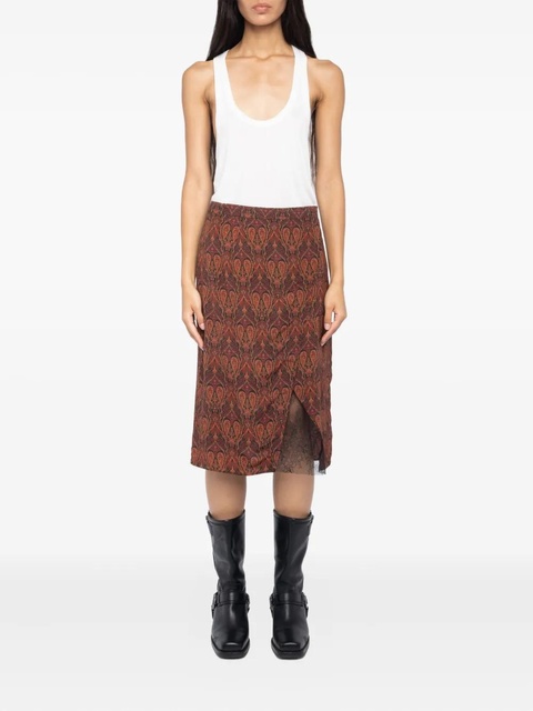 Zadig&Voltaire paisley-print straight skirt - Brown - zdjęcie produktu nr 2