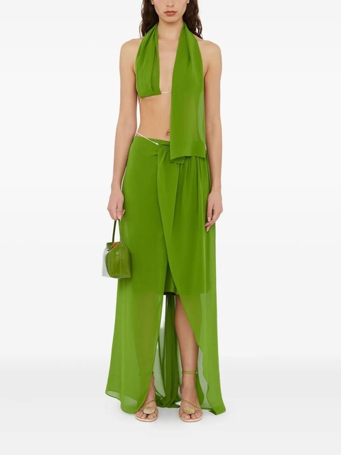 Christopher Esber chain-detail asymmetric sarong skirt - Green - zdjęcie produktu nr 1