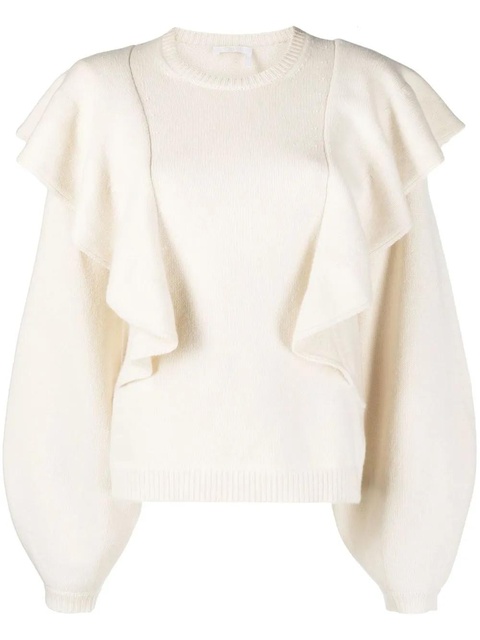 Chloé ruffle-detail jumper - Neutrals - zdjęcie produktu nr 1