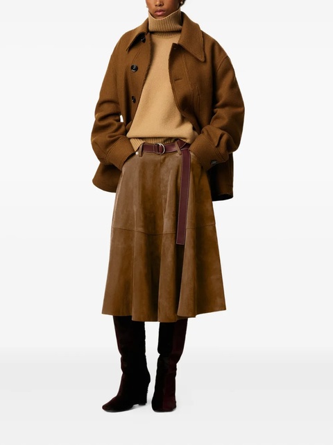 AMI Paris suede A-line midi skirt - Brown - zdjęcie produktu nr 2