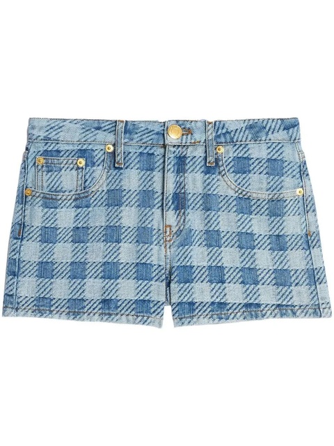 AMI Paris mini checkered denim shorts - Blue - zdjęcie produktu nr 1