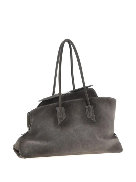 The Attico La Passeggiata brushed-suede double-handle shoulder bag - Grey - zdjęcie produktu nr 2