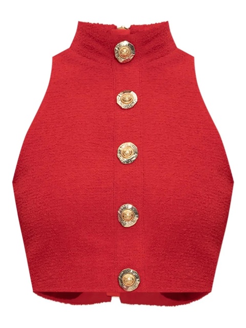 Balmain high-neck button-detail top - Red - zdjęcie produktu nr 1