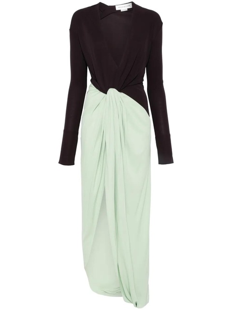 Victoria Beckham knot-detail jersey gown - Green - zdjęcie produktu nr 2