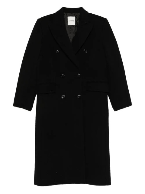 SANDRO wool-blend double-breasted coat - Black - zdjęcie produktu nr 1