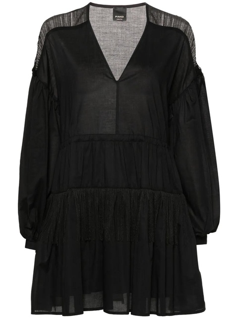 PINKO fringed flared mini dress - Black - zdjęcie produktu nr 1